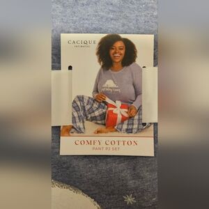 Lane Bryant Comfy Cotton Pajama Set - Blue and White